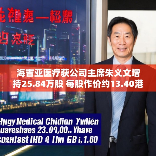 海吉亚医疗获公司主席朱义文增持25.84万股 每股作价约13.40港元