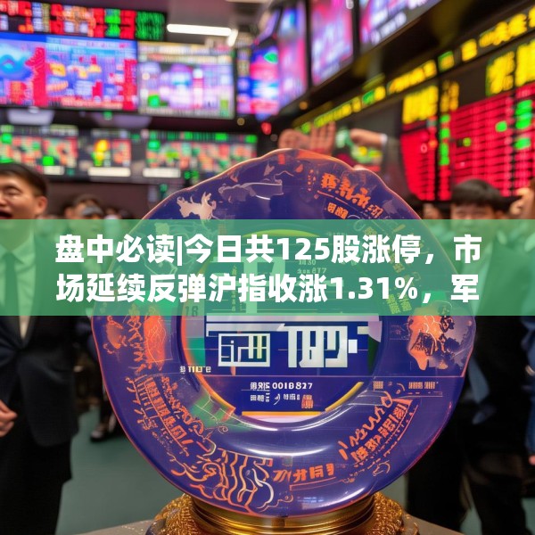 盘中必读|今日共125股涨停，市场延续反弹沪指收涨1.31%，军工概念掀涨停潮
