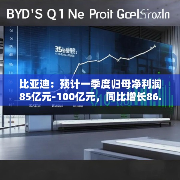 比亚迪：预计一季度归母净利润85亿元-100亿元，同比增长86.04%-118.88%