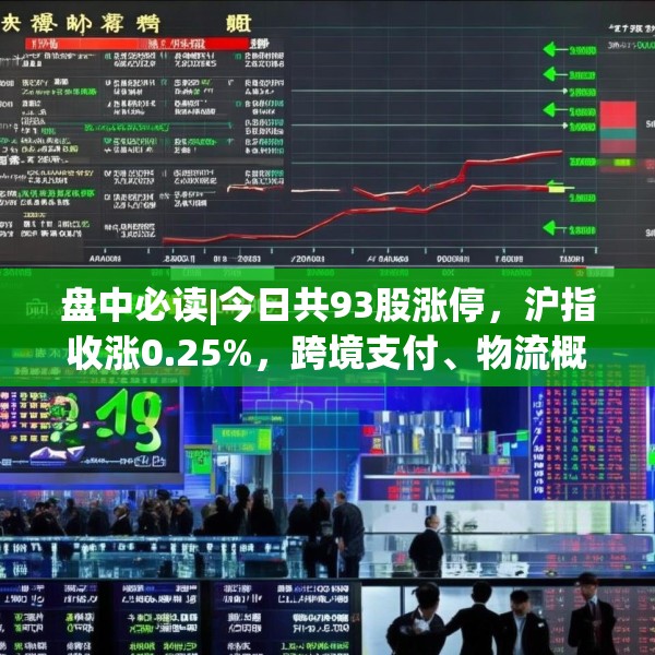 盘中必读|今日共93股涨停，沪指收涨0.25%，跨境支付、物流概念集体走高