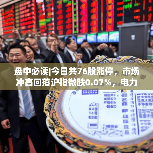 盘中必读|今日共76股涨停，市场冲高回落沪指微跌0.07%，电力股集体大涨