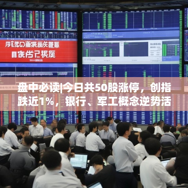 盘中必读|今日共50股涨停，创指跌近1%，银行、军工概念逆势活跃