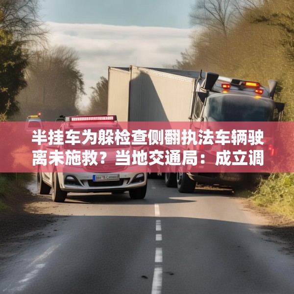 半挂车为躲检查侧翻执法车辆驶离未施救？当地交通局：成立调查组