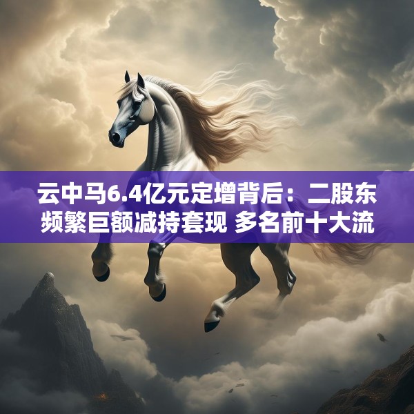 云中马6.4亿元定增背后：二股东频繁巨额减持套现 多名前十大流通股东加速离场