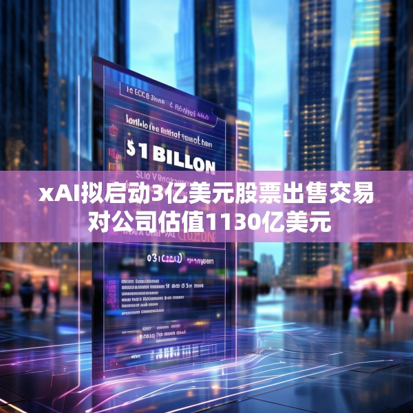 xAI拟启动3亿美元股票出售交易 对公司估值1130亿美元