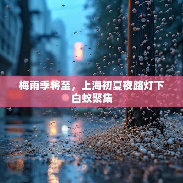 梅雨季将至，上海初夏夜路灯下白蚁聚集