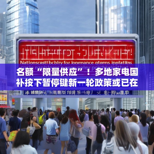 名额“限量供应”！多地家电国补按下暂停键新一轮政策或已在路上