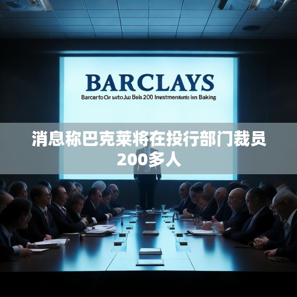 消息称巴克莱将在投行部门裁员200多人