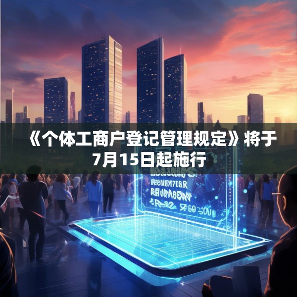 《个体工商户登记管理规定》将于7月15日起施行